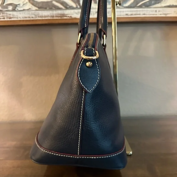 Dooney & Bourke Navy Leather Satchel - Picture 4 of 16